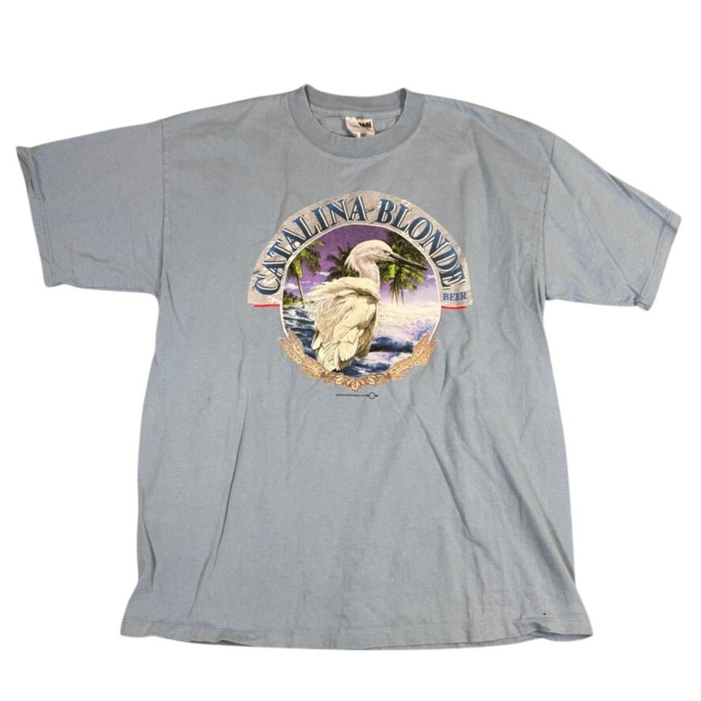 Vintage 1999 Catalina Blonde Beer T-Shirt XL Blue Gildan Ultra Cotton Heron TEE